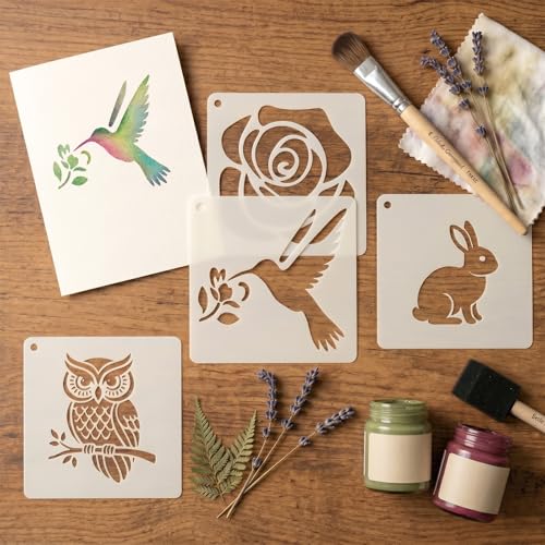 105 Pcs Stencils for Painting Reusable Texture Stencils Floral Stencil Leaf Tree Templates for Painting Wood Canvas Furniture Scrapbooking DIY