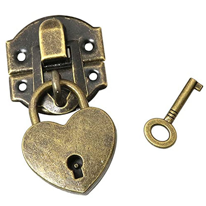 2 Sets 27 X 30mm Hasp Latch and Mini Box Hinges, Mini Decorative Lock Buckle with Screws, Antique Bronze