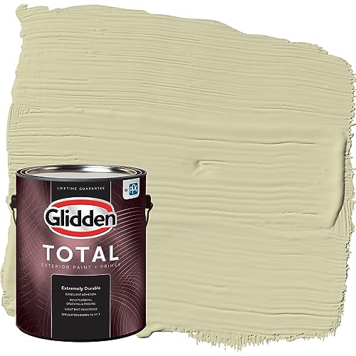 Glidden Total Exterior Paint & Primer All-in-One, Canary Grass/Green, Semi-Gloss, 1 Gallon - color: Canary Grass, size: 128 Fl Oz (Pack of 1)