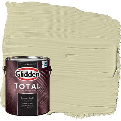 Glidden Total Exterior Paint & Primer All-in-One, Canary Grass/Green, Semi-Gloss, 1 Gallon - color: Canary Grass, size: 128 Fl Oz (Pack of 1)