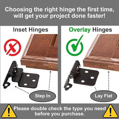Decobasics Oil Rubbed Bronze Cabinet Hinges for Kitchen Cabinets (15 Pair -30 Pcs) -1/2" Overlay -Self Closing Cabinet Hinges Flush Mount w/Cupboard Silicon Bumpers & Upgraded Screws - color: Oil Rubbed Bronze, size: 15 Pack