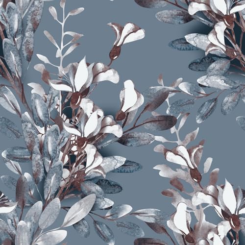Livelynine Navy Blue and White Peel and Stick Wallpaper Floral Boho Branch Eucalyptus Wallpaper Self Adhesive Removable 17.5x78.8in Dark Blue Botanical Mural Vintage Contact Paper for Cabinets Dresser - color: Blue Eucalyptus, size: 17.5" x 78.8"