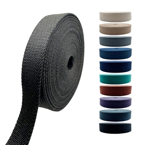 1 Inch Heavy Cotton Webbing 10 Yard Webbing Straps for Bags Handles,Tote Bag Webbing，Cloth Belt,Making Outdoor Supplies - color: Black