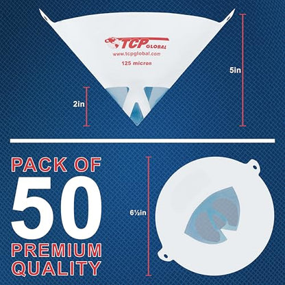 TCP Global - 125 Micron Filter Tips Ultra-Fine Paint Strainer, 50 Pack