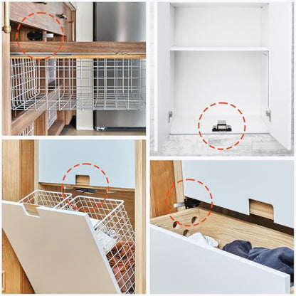 2 Pack Magnetic Push Latches, Push to Open Magnetic Cabinet Latch, Magnetic Touch Release Latches with Strong Pop Out, Magnetic Cabinet Door Catch for Kitchen Cabinets Cupboards Drawers, Black - color: Black