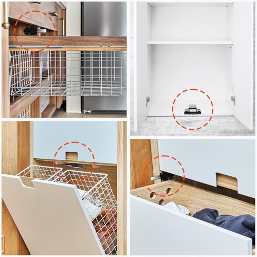2 Pack Magnetic Push Latches, Push to Open Magnetic Cabinet Latch, Magnetic Touch Release Latches with Strong Pop Out, Magnetic Cabinet Door Catch for Kitchen Cabinets Cupboards Drawers, Black - color: Black