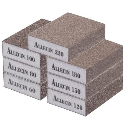 Sanding Sponge 60 80 100 120 150 180 220 Grit Reusable and Washable Wet Dry Sand Block Coarse Medium Fine Sandpaper Blocks for Wood Drywall Metal Crafts (Pack of 7 Pcs)