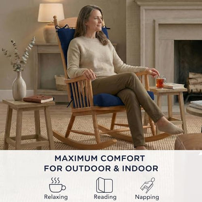 Codi Rocking Chair Cushions Indoor, Water-Resistant, Navy 1 Pack - color: Navy, size: 18"x18"/18"x22" - Standard 1PK