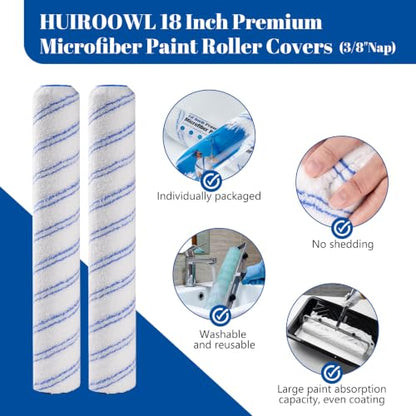 18 Inch Microfiber Paint Roller Kits with Paint Brush, 5 Pack - size: 18 Inch Paint Roller Kit, 5 Pack