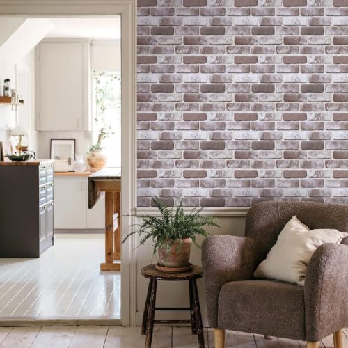 Commomy Faux Brick Wall Panels Peel and Stick Thin PVC 10 Pcs 11.8" x 11.8" - color: Brick-tk
