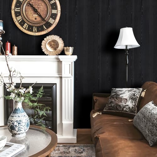 Wood Grain Contact Paper Wooden Peel and Stick Wallpaper 11.8"x78.7" - color: Black, size: 11.8" x 78.7"