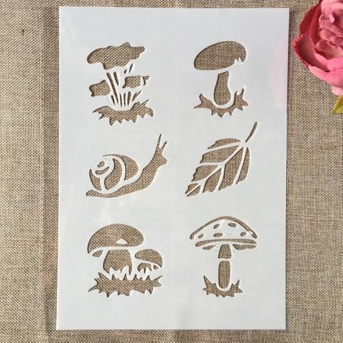 TIAMECH A4 Reusable Snail Mushroom Stencil for Painting - style: Snail Mushroom