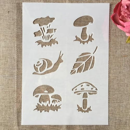 TIAMECH A4 Reusable Snail Mushroom Stencil for Painting - style: Snail Mushroom