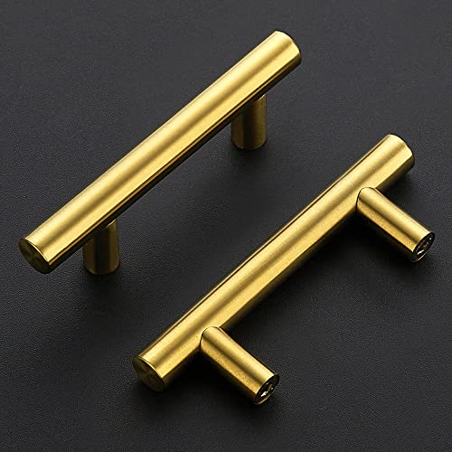 Ravinte Brushed Brass Cabinet Handles, 5 Pack Drawer Pulls, 2-1/2 in - size: 2-1/2 Inch Hole Centers