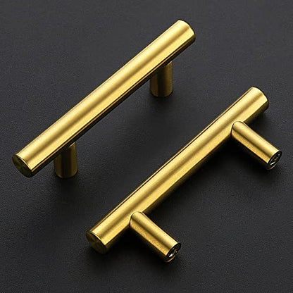 Ravinte Brushed Brass Cabinet Handles, 5 Pack Drawer Pulls, 2-1/2 in - size: 2-1/2 Inch Hole Centers