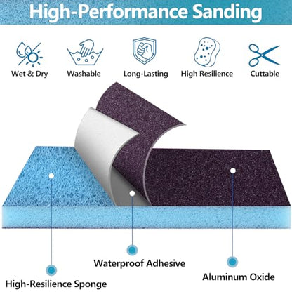 18 Pack Wet Dry Sanding Sponge Set, 400 Grit Foam Blocks Sandpaper - style: 400 Grit