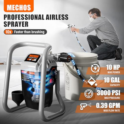 Airless Paint Sprayer, Thinning-Free Elec Spray Gun w/Brass Nozzles+Ext Rod - color: Gray