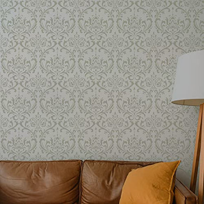 GSS Designs Damask Wall Stencil for Painting 2 Pack of 16x24Inch Wall Stencil DIY Home Decor Stencils Paint Stencil for Walls Furniture Floors Fabric Crafts - style: 2 Pack of Damask 16''x24''