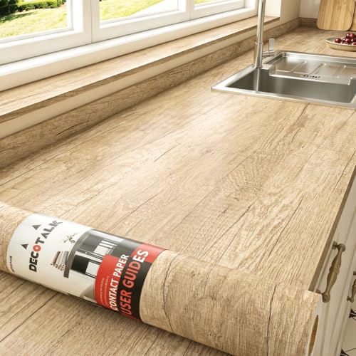 Decotalk 30"x120" Light Wood Contact Paper for Countertops -Oak Wood Countertop Contact Paper Woods Wallpaper Peel and Stick Woods Grain Cover Papers Waterproof Countertop Vinyl Wrap Light Timber Look - size: 30" x 120"