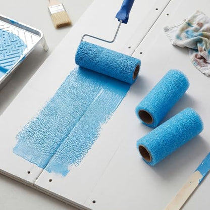 3 Pcs 4" Blue Foam Textured Rollers Washable Small Textured Paint Roller - size: 4 Inch