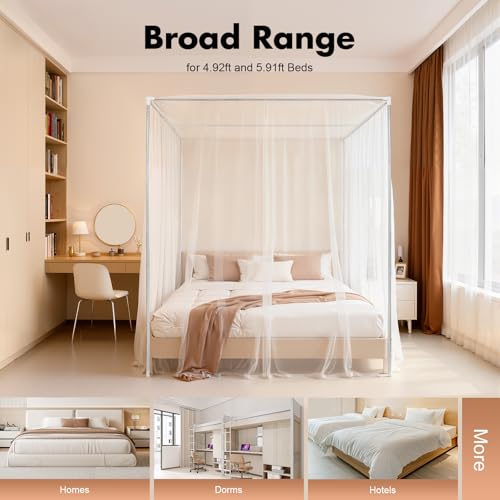 Canopy Bed Frame Full/Queen Size, Stainless Steel Four Corner Bed Brackets