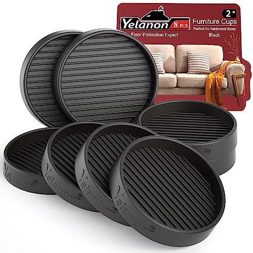 Non Slip Furniture Pads for Hardwood Floors -Yelanon 8Pcs 2” Coasters Cups - color: 8pcs2"round Black