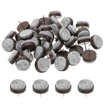 PATIKIL 24 mm Nail-on Felt Pads 40Pcs Round Felt Furniture Sliders Brown - color: Brown, size: 24 mm