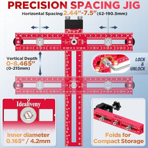 Cabinet Hardware Jig – Adjustable Drill Guide Template for Knobs & Handles Precision Hole Locator for DIY Cabinet Installation Fits 2.5" to 7.5" Spacing - size: Large
