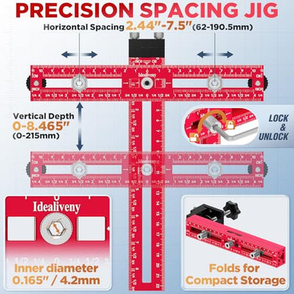 Cabinet Hardware Jig – Adjustable Drill Guide Template for Knobs & Handles Precision Hole Locator for DIY Cabinet Installation Fits 2.5" to 7.5" Spacing - size: Large