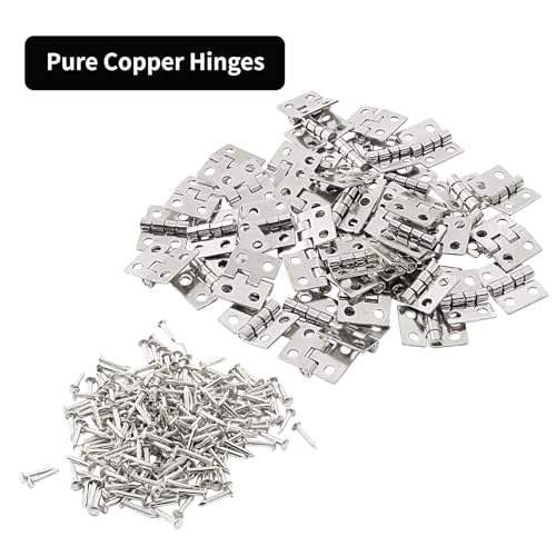 Murtenze 50PCS Silver Mini Brass Hinges, 10 x 8mm