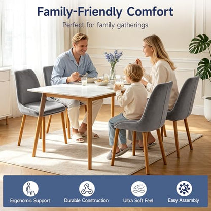 Dining Chairs Set of 2, Soft Fabric Upholstery Armless with Wood Legs Grey - color: Grey