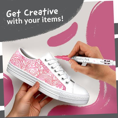 5 Acrylic Metallic Pink Paint Pen Markers for Rocks, Canvas, Wood - color: Metallic Pink