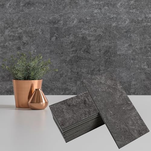 StyloVue 100 Pieces Peel and Stick Backsplash for Kitchen, 3" x 6" PVC Subway Tile 2026 Upgraded Gray Concrete Stone Backsplash Stick on Tile Elevate Kitchen Fireplace RV - color: Gray Concrete Stone