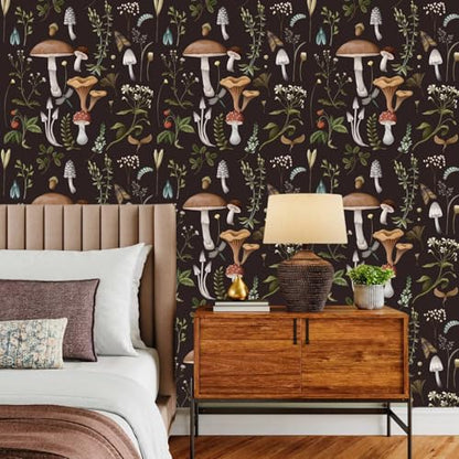 BaoHArtHome Mushroom Peel and Stick Wallpaper 17.7 x 9.8 ft