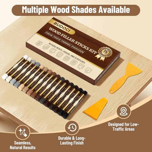 Wood Filler Sticks 15 Colors, Wood Putty Stick for Furniture Repair