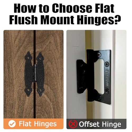 12 Pcs H-Shape Cabinet Hinges, Black Hammercraft Flat Flush Mount - color: Black, size: 12 Pack