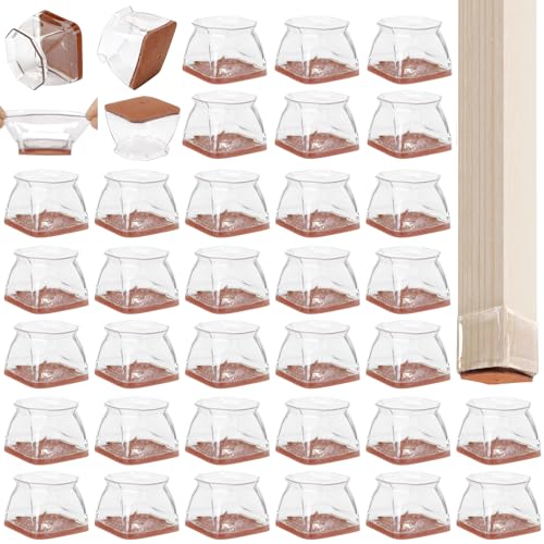 CHUNZEXI 36 Pack Square Chair Leg Floor Protectors for Hardwood Floors - color: Clear-36pack, size: Square XL