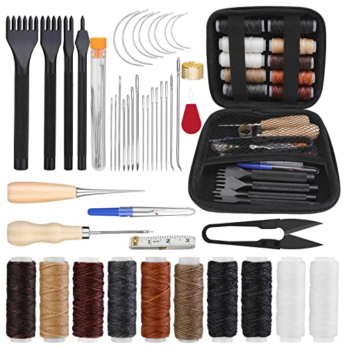 Yizzvb 46 Pcs Leather Stitching Sewing Kit, Leather Sewing Tools Kit - color: 46 Pcs
