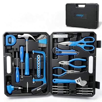 DISEN Home Tool Set with Storage Case Hammer Wrench Pliers Screwdrivers - size: 59PCS