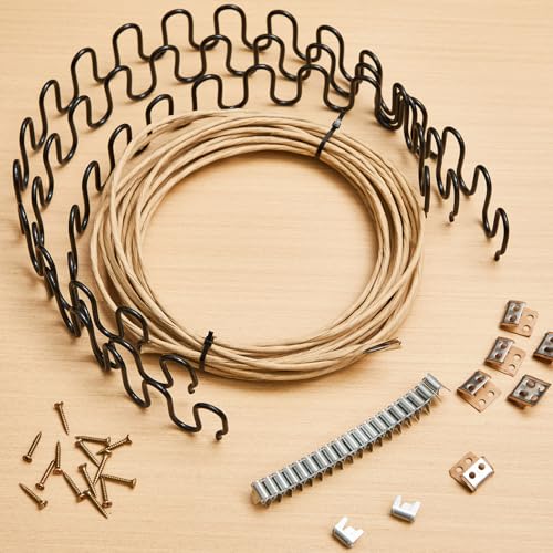MorningRo 8 Pcs 25" Couch Upholstery Spring Repair Replacement Kit - 8 Heavy-Duty Springs, 16 Spring Clips, 64 Nails, 40ft Steel Stay Wire for Fixing Sagging Cushions in Sofa Recliner Chair - size: 25 Inch