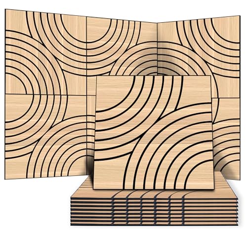 WoveN SounD Acoustic Wall Panels, Natural Oak, 8 Pack, 23.6x23.6 in - color: Natural Oak, size: Interlaced Arcs