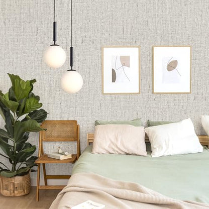 Grasscloth Peel and Stick Wallpaper Beige and Gray 15.7in x 196.8in - color: Beige Gray, size: 15.7"W x 196.8"L