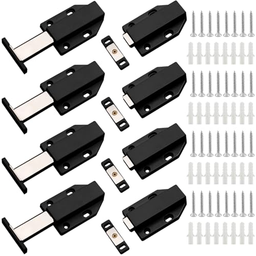 Magnetic Push Latch, Black, 8 Pack - color: Black, size: 8 Pack, Black