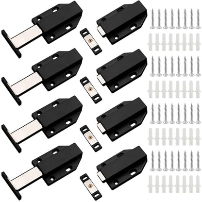 Magnetic Push Latch, Black, 8 Pack - color: Black, size: 8 Pack, Black