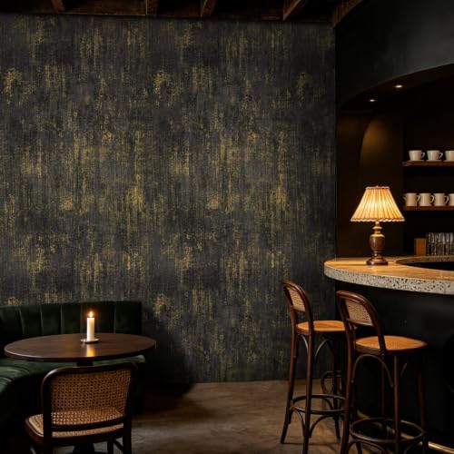 Arthome Black Gold Peel and Stick Wallpaper 17" x 120" - color: Black Gold, size: 17" x 120"