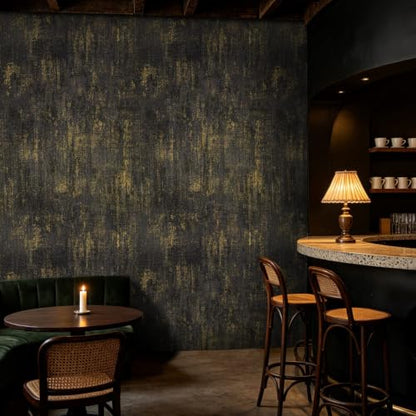 Arthome Black Gold Peel and Stick Wallpaper 17" x 120" - color: Black Gold, size: 17" x 120"
