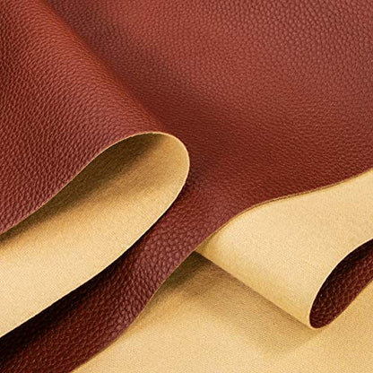 TORRAMI Soft Faux Leather Fabric, 2 Yards 54 x 72 in, Brown PU Leather - color: Brown, size: 2 Yards (54 x 72 inch)