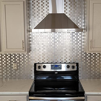 Art3d 10-Pack Metal Peel and Stick Backsplash Tile, Silver Aluminium - color: Silver Aluminium