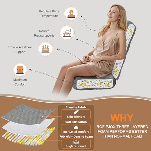 Wingback Rocking Chair Cushion Set, Medium, Grey - color: Grey, size: 28 x28 x3 in & 18.5 x18.5 x4 inch