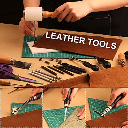 Tikjiua 456Pcs Leather Tooling Working Kit, Leather Crafting Tools with Bag - size: 456 Pcs
